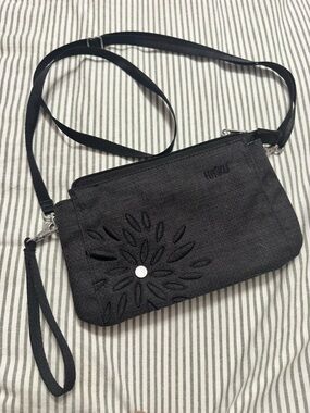 Haiku Black Floral Cutout Crossbody Wristlet